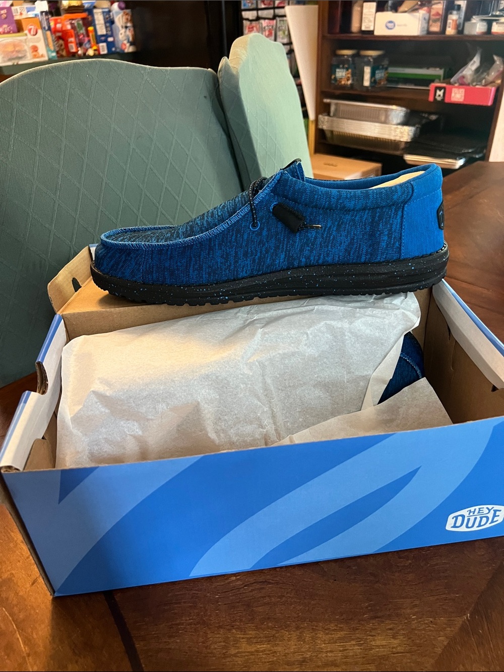 Hey Dude Blue Knit Slip-On Loafer